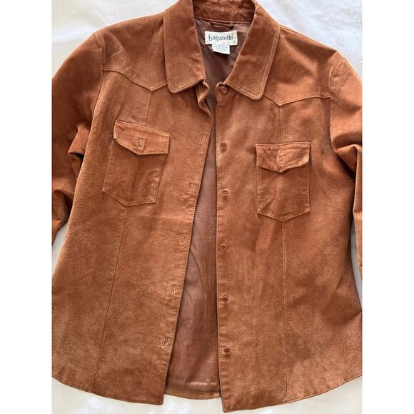 Bagatelle Vintage Suede Leather Shirt Jacket (Shacket) Soft Tan Western - Picture 3 of 11